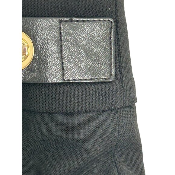 Calvin Klein Black Pencil Skirt 10 Faux Leather Tabs Back Slit Zip Career Party - Picture 9 of 12